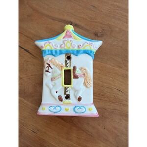 Vintage Hand Painted Ceramic Carousel Horse Single Toggle Light Switch Plate Cov